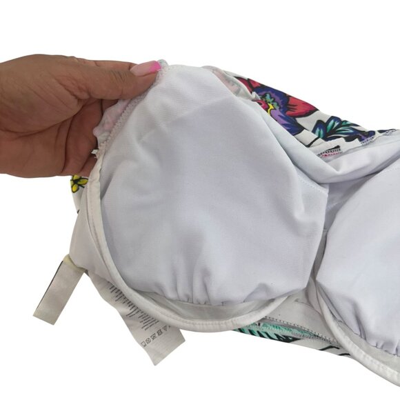 24th& Ocean Women Floral Tankini Top With Built-In Bra SZ L Spandex Multicolor - Picture 4 of 10